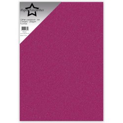 Glitter karton, A4, "Fuchsia/pink", 250g/m2, 5ark, Paper Favourites PFSS221