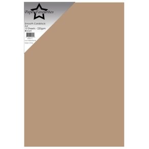 Paper Favourites - Smooth Cardstock, A4, L�kkert ensfarvet karton, 220g, 10 ark, LYS BRUN
