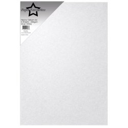 Vellum A4, 202g, Hvid m/s�lvsk�r, "White Silver", 5 ark, PFSS902