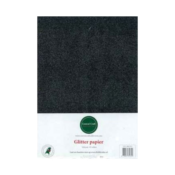 Glitter papir, A4, 150g, sort