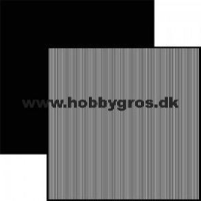 Scrappapir ca. 30X30cm, sort m/hvide striber, sort bagside, 2-sidet, 120g
