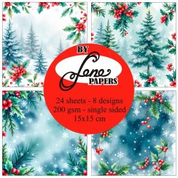 Papirblok i 15x15cm, 24 ark, "Rigtig Jul" fra By Lene, BLP083