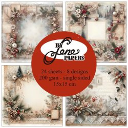 Papirblok i 15x15cm, 24 ark, "Jule Steampunk" fra By Lene, BLP084