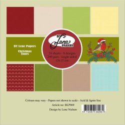 Papirblok i 15x15cm, 24 ark, "Jule toner" fra By Lene, BLP069