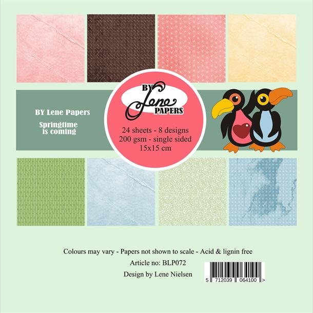 Papirblok i 15x15cm, 24 ark, "Forr p vej" fra By Lene, BLP072