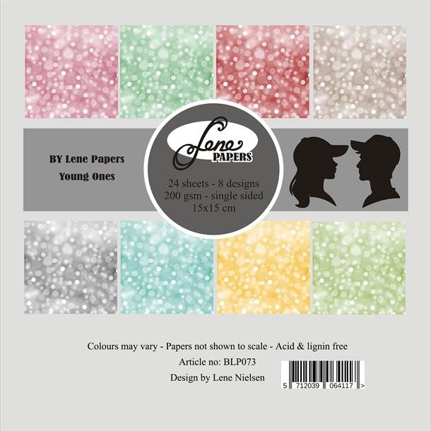 Papirblok i 15x15cm, 24 ark, "Young Ones" fra By Lene, BLP073