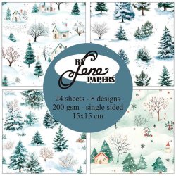 Papirblok i 15x15cm, 24 ark, "Flotte vinter- og julelandskaber" fra By Lene, BLP086