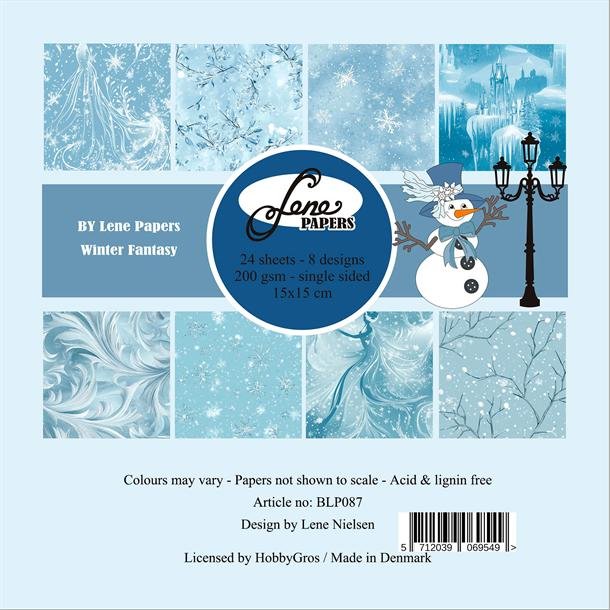 Papirblok i 15x15cm, 24 ark, "Winter Fantasy" fra By Lene, BLP087