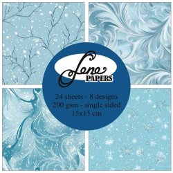 Papirblok i 15x15cm, 24 ark, "Winter Fantasy" fra By Lene, BLP087