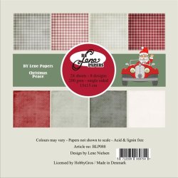 Papirblok i 15x15cm, 24 ark, "Julefred" fra By Lene, BLP088