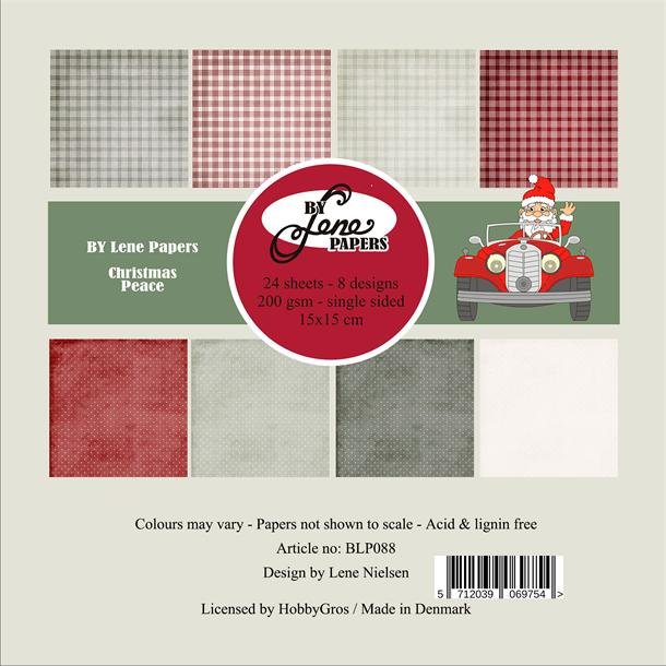 Papirblok i 15x15cm, 24 ark, "Julefred" fra By Lene, BLP088