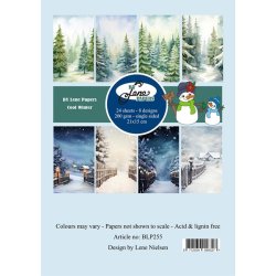 Papirblok i 15x21cm, 24 ark, "Cool Winter" fra By Lene, BLP255