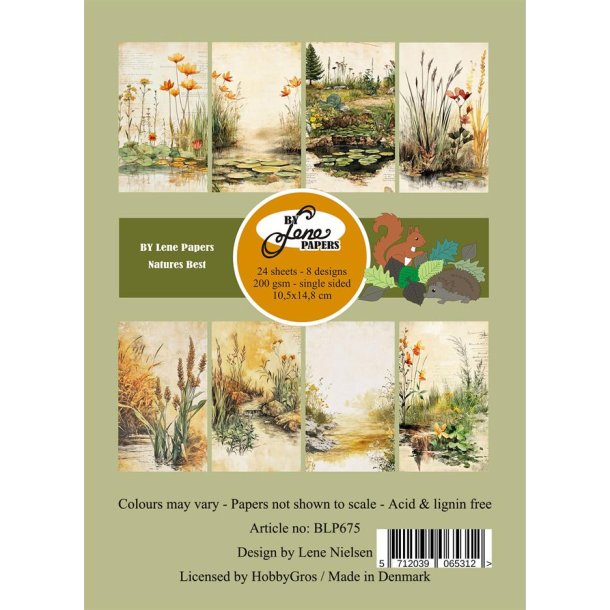 Papirblok i A6str. (10,5x14,8cm), 24 ark, "naturens bedste" fra By Lene, BLP675