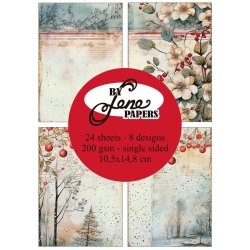 Papirblok i A6str. (10,5x14,8cm), 24 ark, "Vintage Vinter" fra By Lene, BLP678