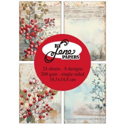 Papirblok i A6str. (10,5x14,8cm), 24 ark, "Vintage Vinter" fra By Lene, BLP678