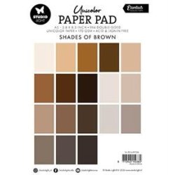 Blok m/karton fra Studiolight, "Shades of Brown", 170grams, 36 ark
