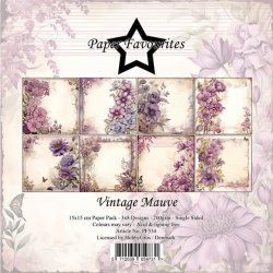 Papirblok i 15x15cm, 24 ark, Paper Favourites PF280 "Lilla vintage blomster"