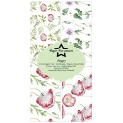 Papirblok i slimcard strrelse 10x21cm, 8 design, 24 ark, Paper Favourites "Poppy"