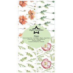 Papirblok i slimcard strrelse 10x21cm, 8 design, 24 ark, Paper Favourites "Poppy"