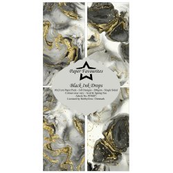 Papirblok i slimcard strrelse 10x21cm, 8 design, 24 ark, Paper Favourites "Black Ink Drops"