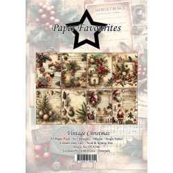 Papirblok i A5 strrelse (14,85x21cm), 8 design, 24 ark, Paper Favourites PFA146 "Vintage Christmas"