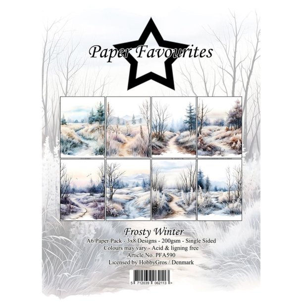 Papirblok fra Paper Favourites, Vinter landskaber, A6-str., 200g, 24 ark i alt