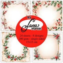 Papirblok i 15x15cm, 24 ark, "Rigtig Jul" fra By Lene, BLP083