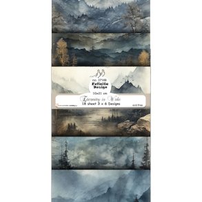 Papirblok fra Felicita i slimcard strrelse 10x21cm, bjerglandskaber i dmpede farver