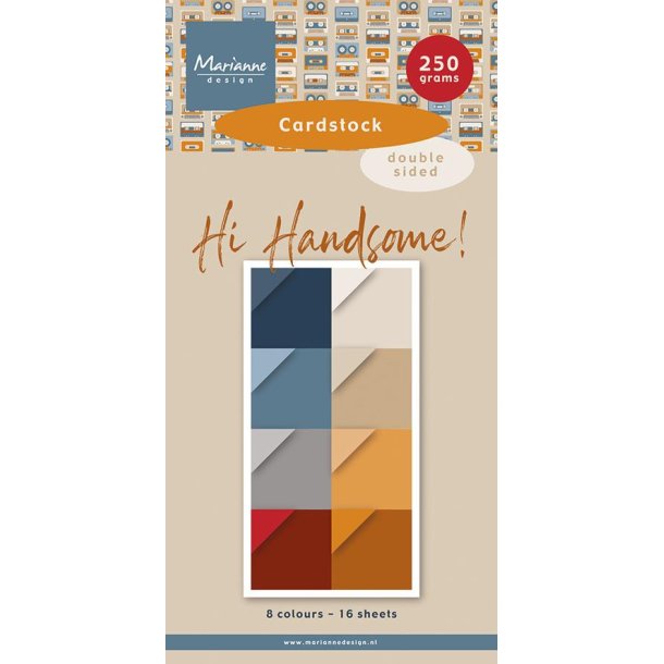 Papirblok i 15x30cm, 16 ensfarvede ark, Marianne Design PK9209 "Hi Handsome"
