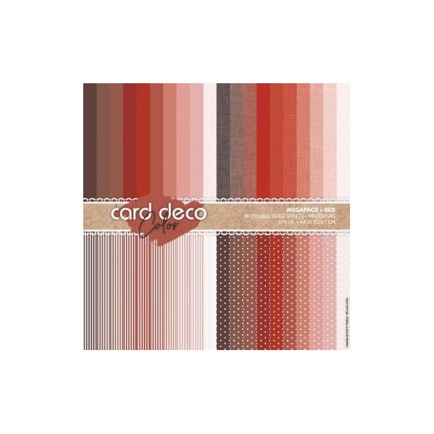 Papirblok i A4 str., 40 designark i RDE nuancer fra Dard Deco, 170 g/m2