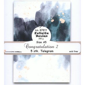 Kort i telegram-st�rrelse (A5) m/bl� splat-baggrund