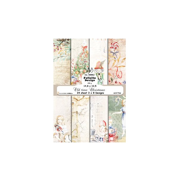 Papirblok fra Felicita Design; Jule baggrunde i gammeldags stil, A6-str., 200g, 24 ark i alt