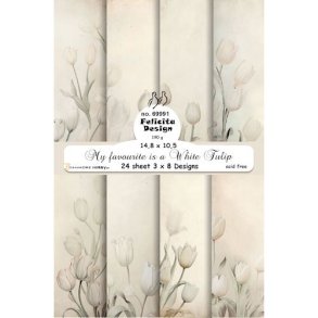 Papirblok fra Felicita Design, hvide tulipaner, A6-str., 200g, 24 ark i alt