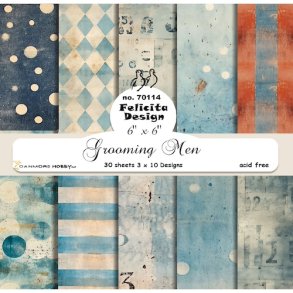 Papirblok fra Felicita Design, lkkert designkarton i stvede bl farver, 15x15cm, 30 ark