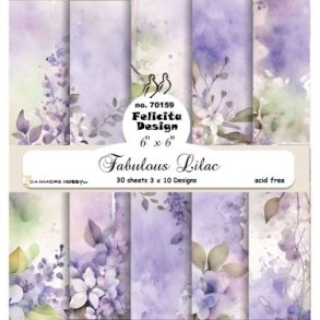 Papirblok fra Felicita Design; smukke design m/blomster i st�vede lilla farver, 15x15cm, 30 ark