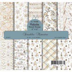 Papirblok fra Felicita Design - Jul; smukke sm�m�nstrede baggrunde i lyse sarte farver, 15x15cm, 30 ark