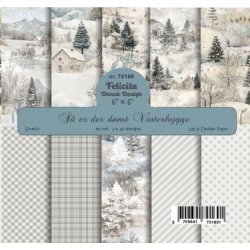 Papirblok fra Felicita Design - Vinter; smukke baggrunde i lyse farver, 15x15cm, 30 ark