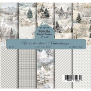 Papirblok fra Felicita Design - Vinter; smukke baggrunde i lyse farver, 15x15cm, 30 ark