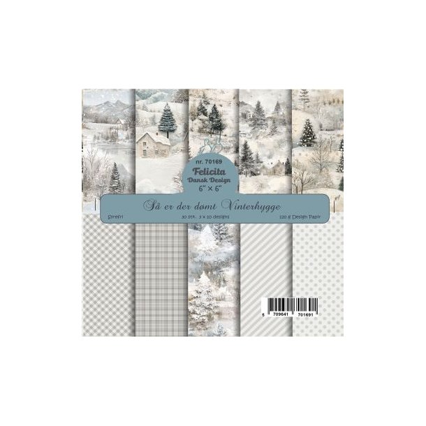 Papirblok fra Felicita Design - Vinter; smukke baggrunde i lyse farver, 15x15cm, 30 ark