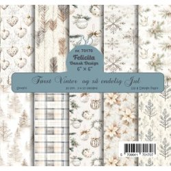 Papirblok fra Felicita Design - Jul; smukke sm�m�nstrede baggrunde i lyse gyldne farver, 15x15cm, 30 ark