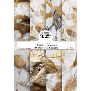 Papirblok fra Felicita Design; Smukke ark m/gyldne blade, A6-str., 200g, 24 ark i alt