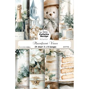 Papirblok fra Felicita Design; Romantiske ark til fx. bryllup, A6-str., 200g, 24 ark i alt