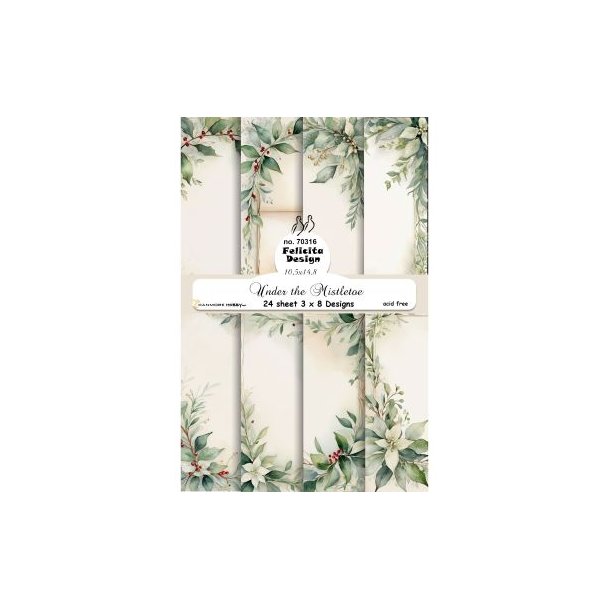 Papirblok fra Felicita Design; Smukke vinter/jule baggrunde, A6-str., 200g, 24 ark i alt