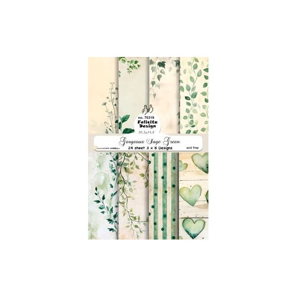 Papirblok fra Felicita Design; Baggrunde i beige &amp; gr�nne rosa farver, A6-str., 200g, 24 ark i alt