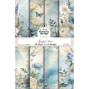 Papirblok fra Felicita Design; Baggrunde med blomster i st�vede bl� farver, A6-str., 200g, 24 ark i alt