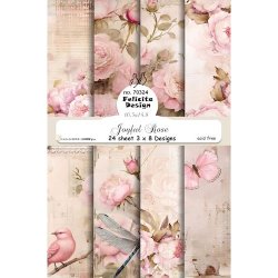 Papirblok fra Felicita Design; Baggrunde med blomster i sarte rosa farver, A6-str., 200g, 24 ark i alt