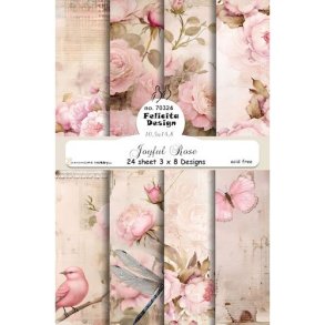 Papirblok fra Felicita Design; Baggrunde med blomster i sarte rosa farver, A6-str., 200g, 24 ark i alt