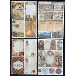 Kort-kit fra Felicita i A4-str; 12 ark m/udstansninger &amp; baggrunde, lkre motiver m/Whisky-tema