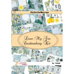 Kort-kit fra Felicita i A4-str; 12 ark m/udstansninger &amp; baggrunde, lkre motiver m/Gin-tema