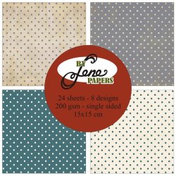 Papirblok i 15x15cm, 24 ark, "Vintage dots" fra By Lene, BLP044
